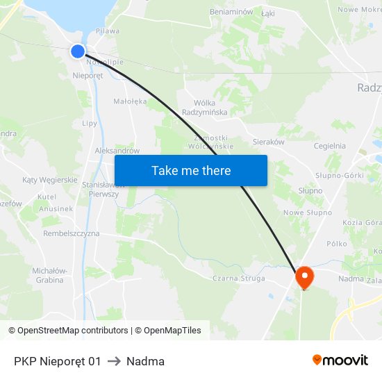 PKP Nieporęt to Nadma map