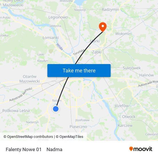 Falenty Nowe to Nadma map