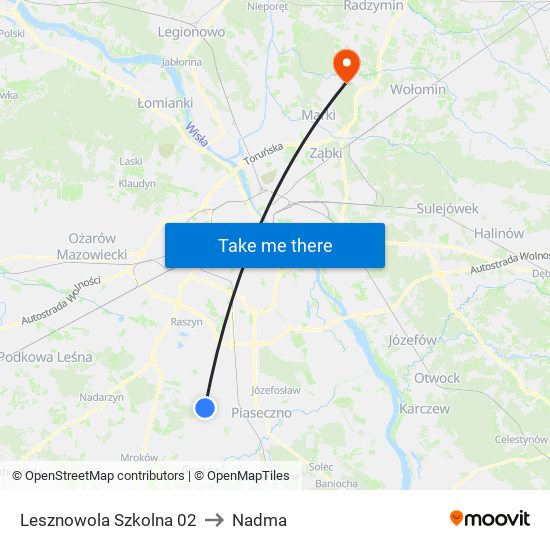 Lesznowola Szkolna 02 to Nadma map