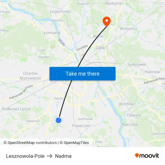 Lesznowola - Pole to Nadma map