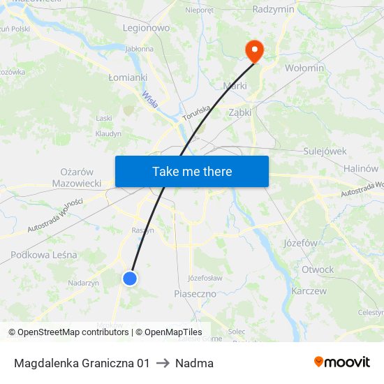 Magdalenka Graniczna to Nadma map