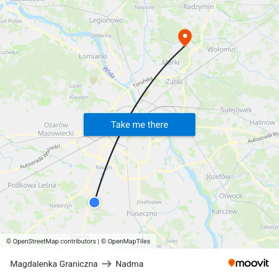 Magdalenka Graniczna to Nadma map