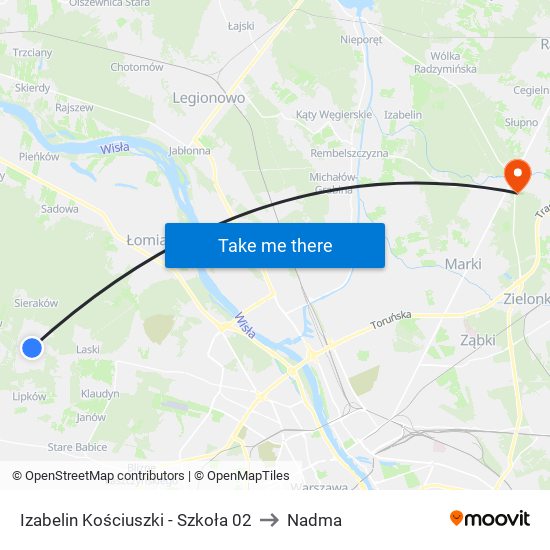 Izabelin Kościuszki-Szkoła to Nadma map