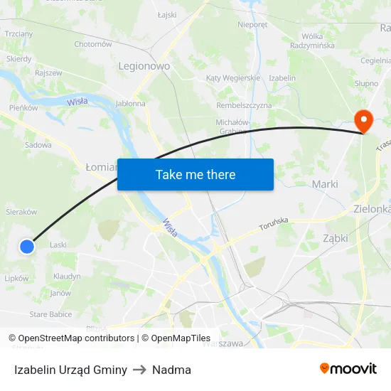 Izabelin Urząd Gminy to Nadma map