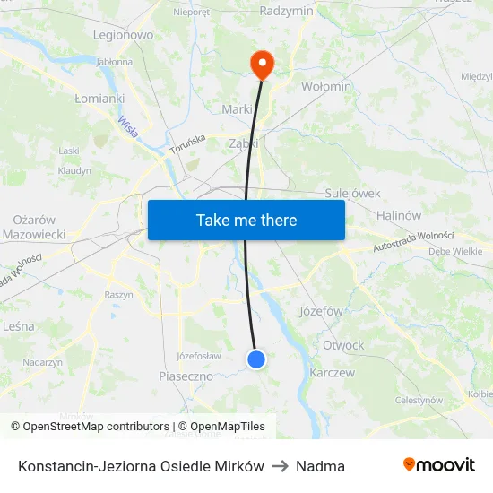 Konstancin-Jeziorna Osiedle Mirków to Nadma map