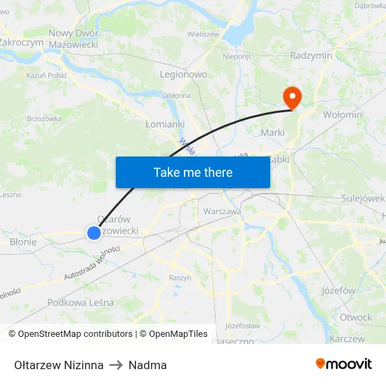 Ołtarzew Nizinna to Nadma map