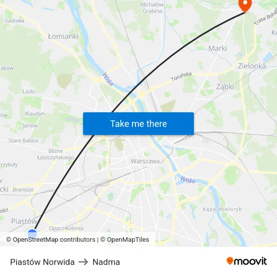 Piastów Norwida to Nadma map