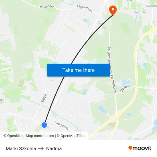 Marki Szkolna to Nadma map