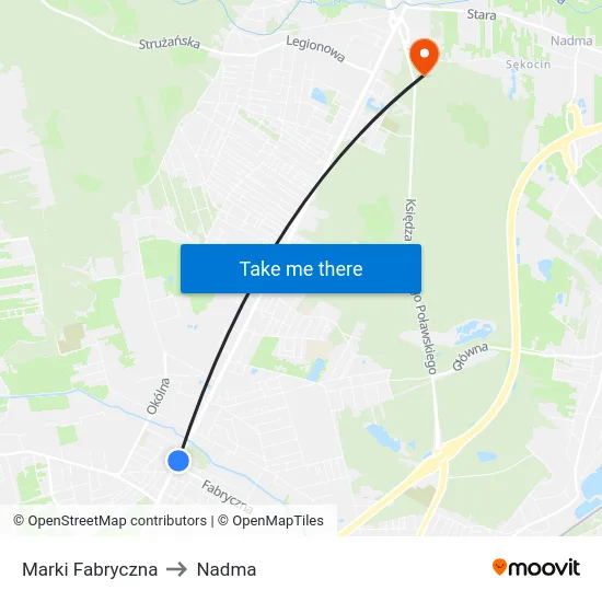 Marki Fabryczna to Nadma map