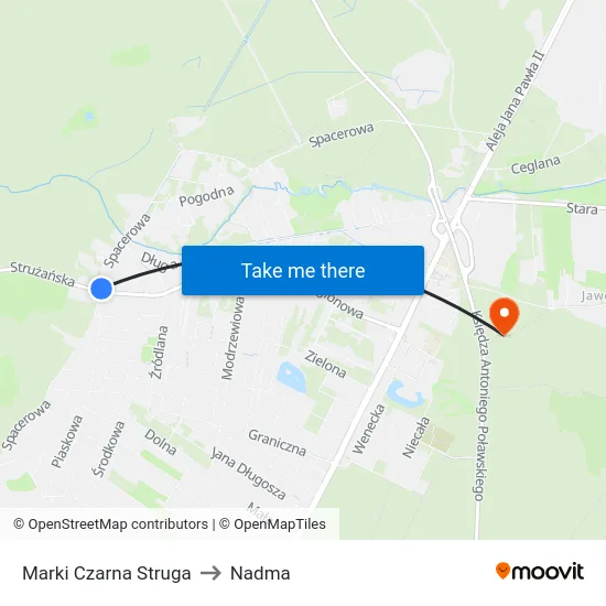 Marki Czarna Struga to Nadma map