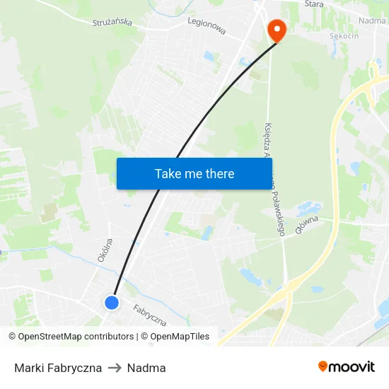 Marki Fabryczna to Nadma map