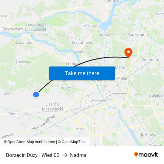 Borzęcin Duży-Wieś to Nadma map