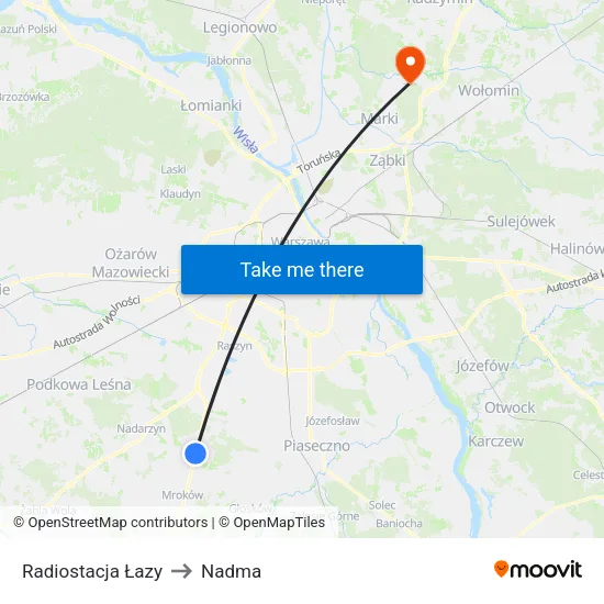 Radiostacja Łazy to Nadma map