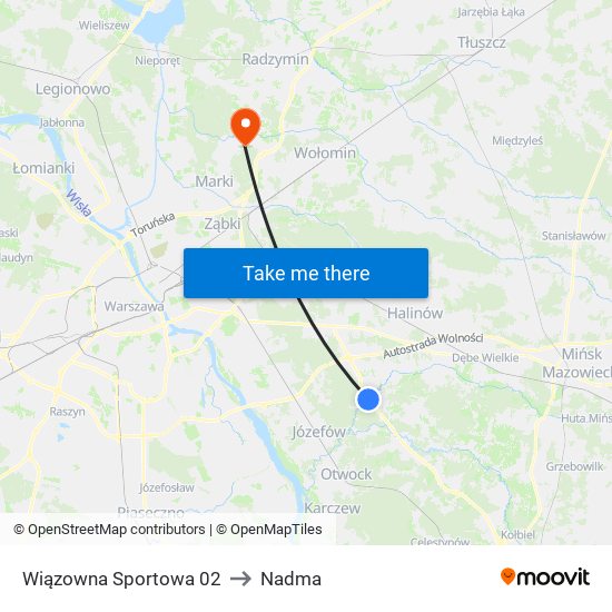 Wiązowna Sportowa 02 to Nadma map