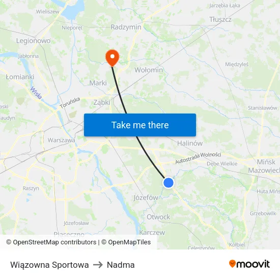 Wiązowna Sportowa to Nadma map
