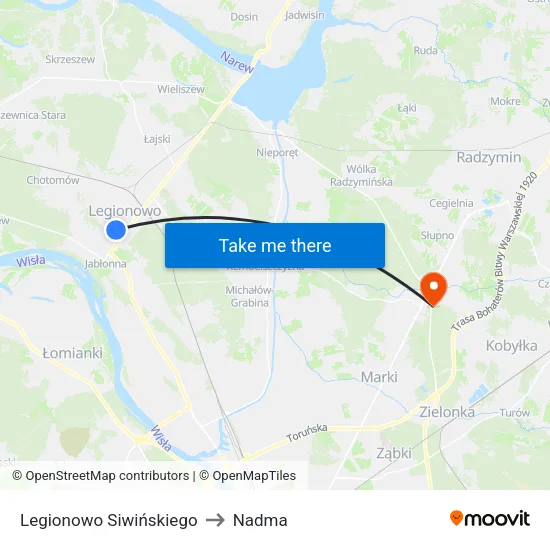 Legionowo Siwińskiego to Nadma map
