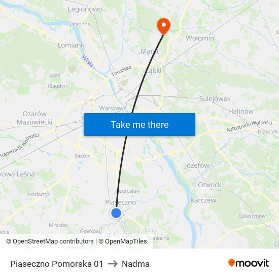 Piaseczno Pomorska 01 to Nadma map