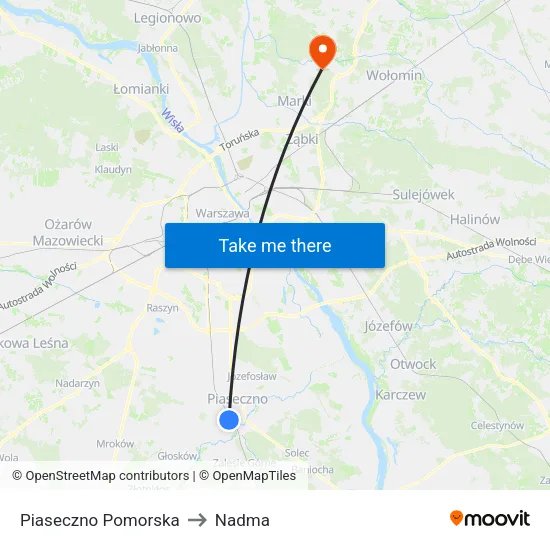 Piaseczno Pomorska to Nadma map