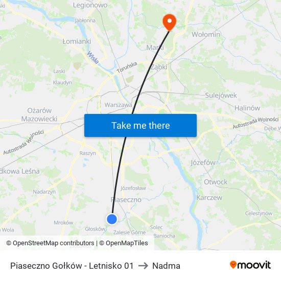 Piaseczno Gołków-Letnisko to Nadma map