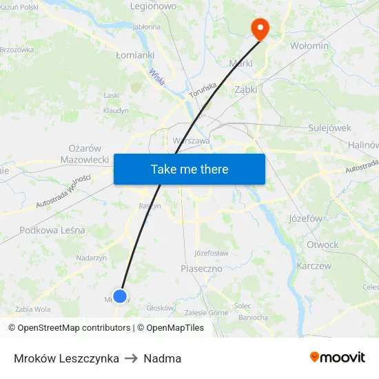 Mroków Leszczynka to Nadma map
