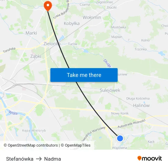 Stefanówka to Nadma map