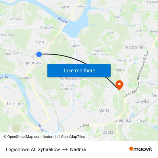 Legionowo Al. Sybiraków to Nadma map