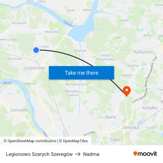 Legionowo Szarych Szeregów to Nadma map