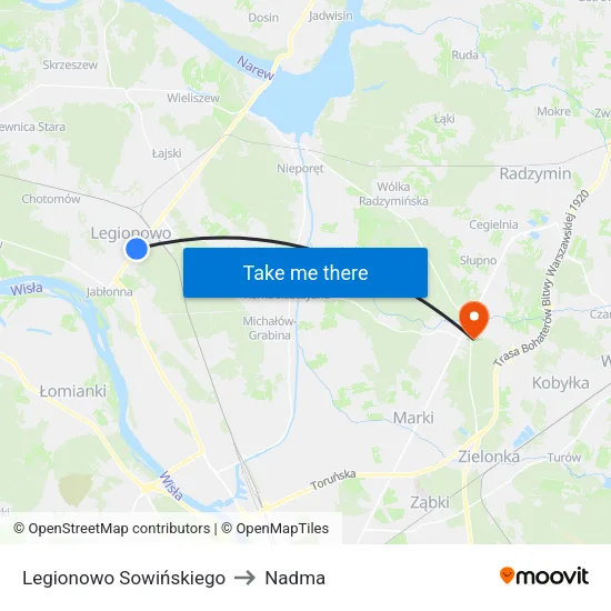 Legionowo Sowińskiego to Nadma map