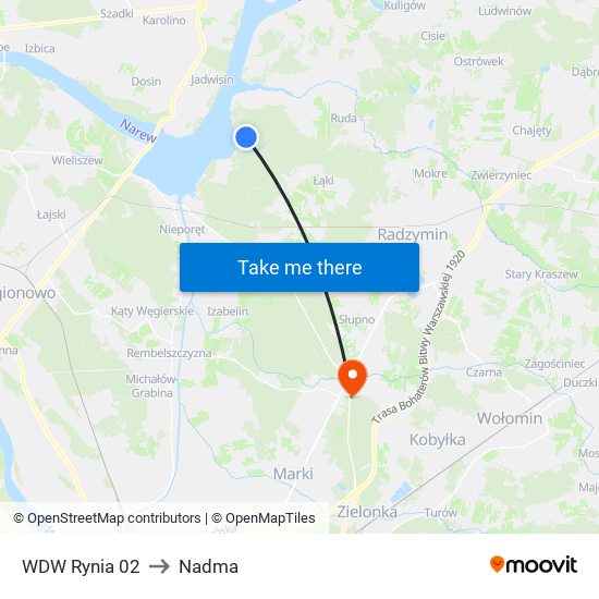 Białobrzegi Amw Rewita to Nadma map