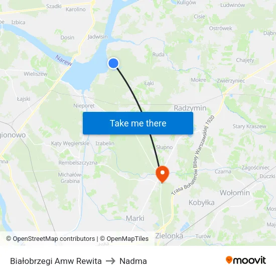 Białobrzegi Amw Rewita to Nadma map