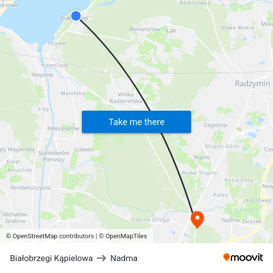 Białobrzegi Kąpielowa to Nadma map