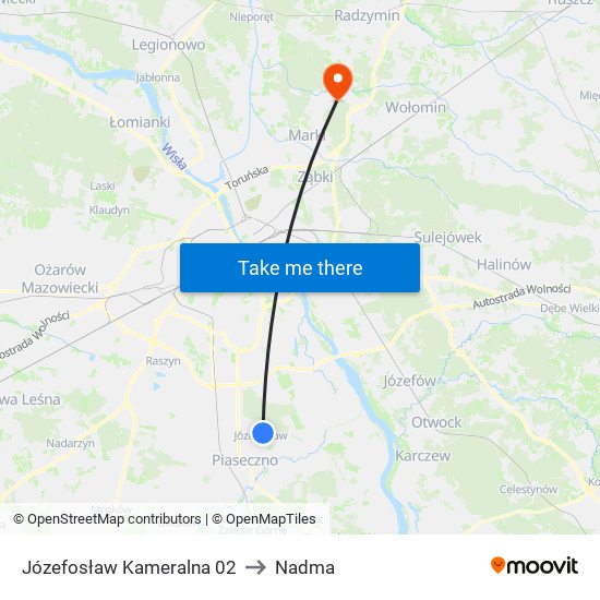 Józefosław Kameralna to Nadma map