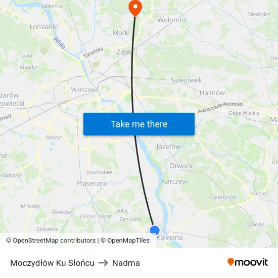 Moczydłów Ku Słońcu to Nadma map