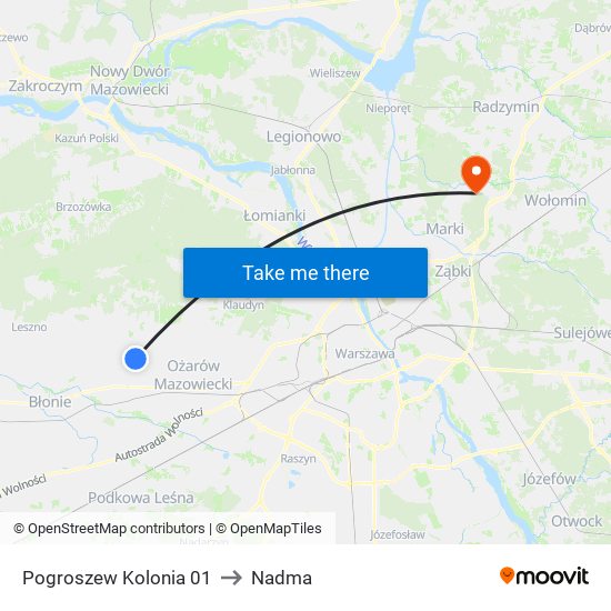 Pogroszew Kolonia to Nadma map