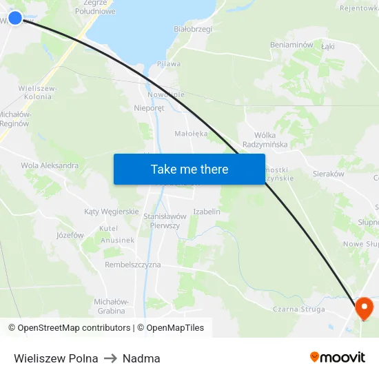 Wieliszew Polna to Nadma map