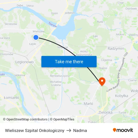 Wieliszew Szpital Onkologiczny to Nadma map