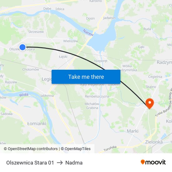 Olszewnica Stara to Nadma map