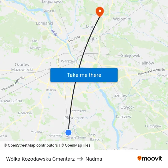 Wólka Kozodawska Cmentarz to Nadma map