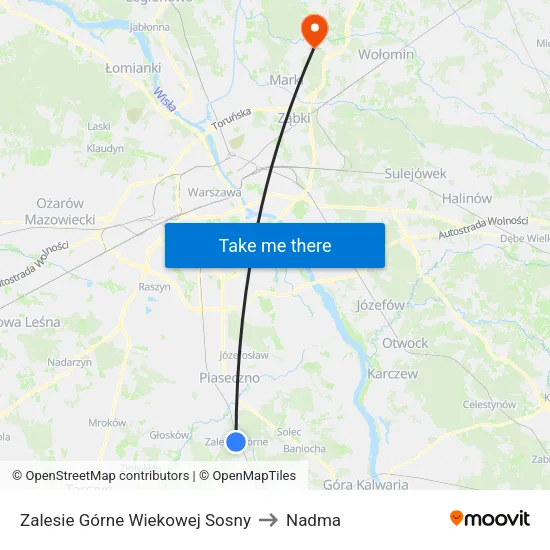 Zalesie Górne Wiekowej Sosny to Nadma map
