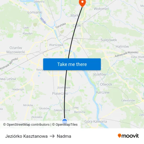 Jeziórko Kasztanowa to Nadma map
