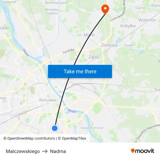 Malczewskiego to Nadma map