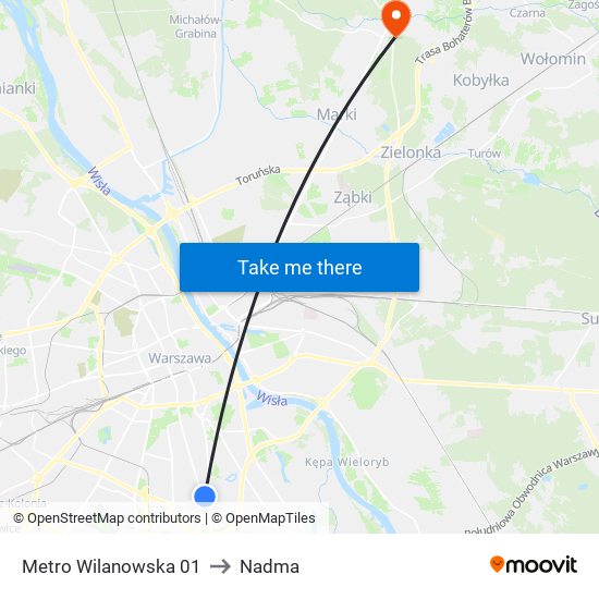 Metro Wilanowska 01 to Nadma map