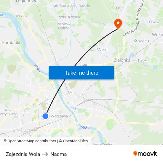 Zajezdnia Wola to Nadma map