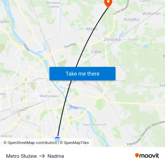 Metro Służew to Nadma map