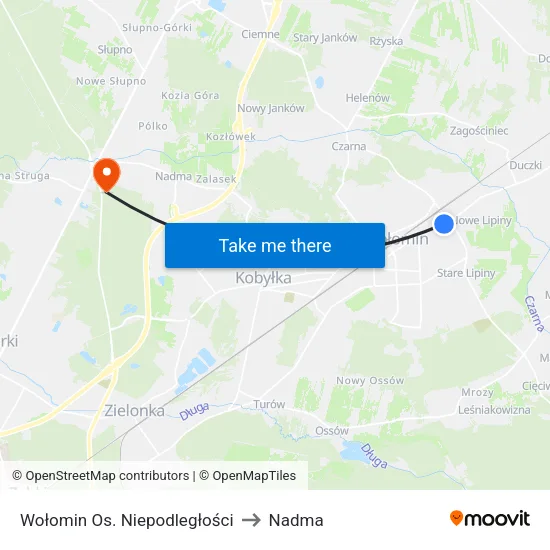 Wołomin Os. Niepodległości to Nadma map