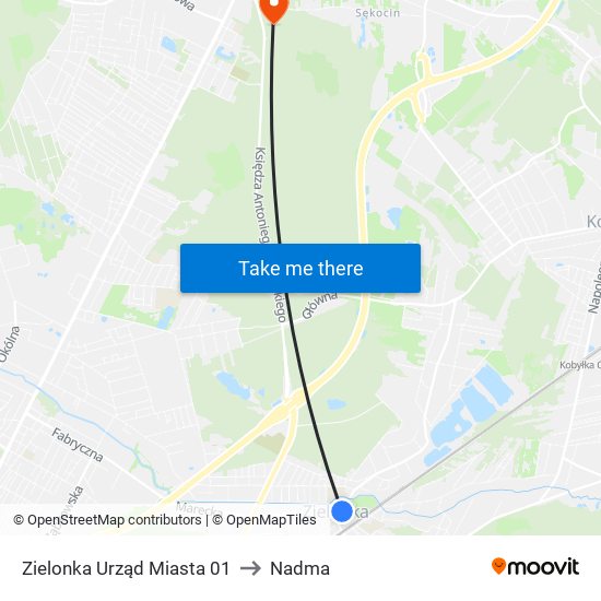 Zielonka Urząd Miasta 01 to Nadma map