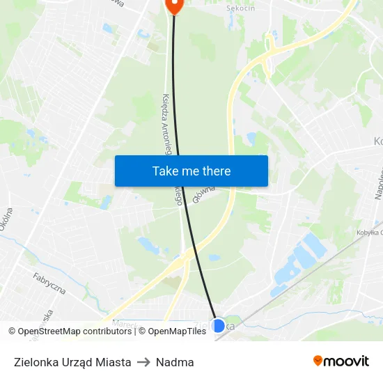 Zielonka Urząd Miasta to Nadma map