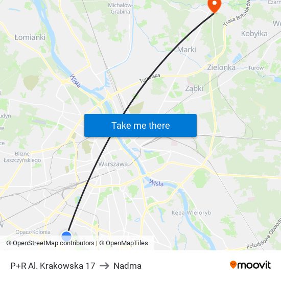 P+R Al. Krakowska 17 to Nadma map