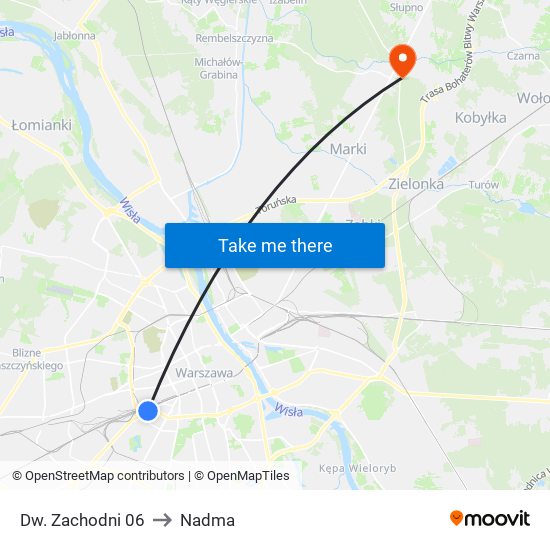 Dw. Zachodni 06 to Nadma map