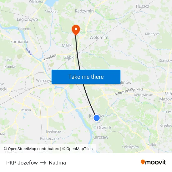 PKP Józefów to Nadma map